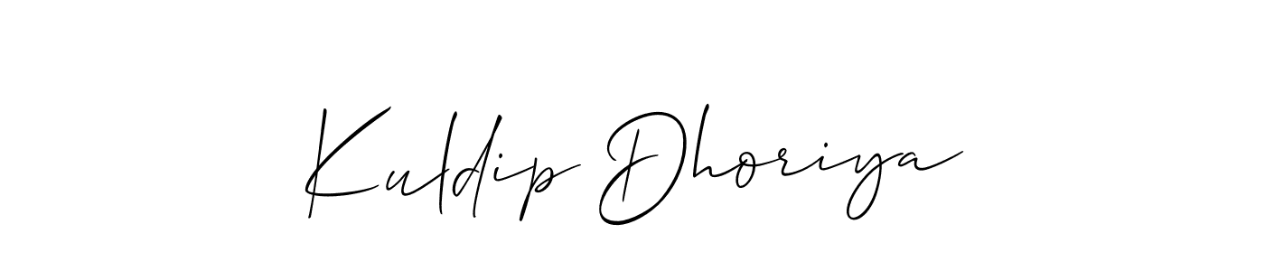 Make a short Kuldip Dhoriya signature style. Manage your documents anywhere anytime using Allison_Script. Create and add eSignatures, submit forms, share and send files easily. Kuldip Dhoriya signature style 2 images and pictures png
