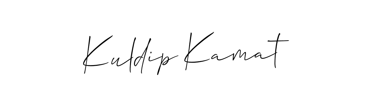 Allison_Script is a professional signature style that is perfect for those who want to add a touch of class to their signature. It is also a great choice for those who want to make their signature more unique. Get Kuldip Kamat name to fancy signature for free. Kuldip Kamat signature style 2 images and pictures png