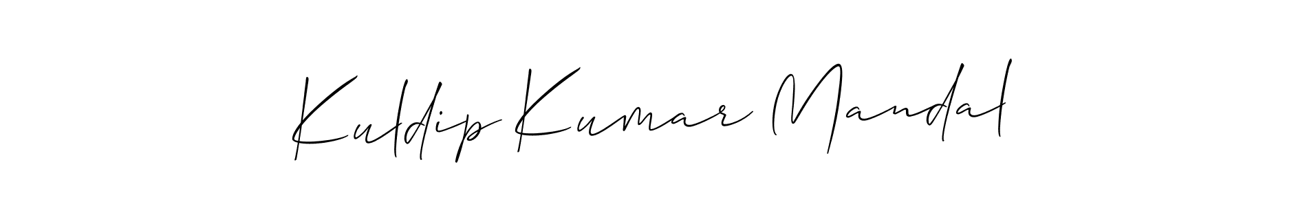 How to make Kuldip Kumar Mandal name signature. Use Allison_Script style for creating short signs online. This is the latest handwritten sign. Kuldip Kumar Mandal signature style 2 images and pictures png