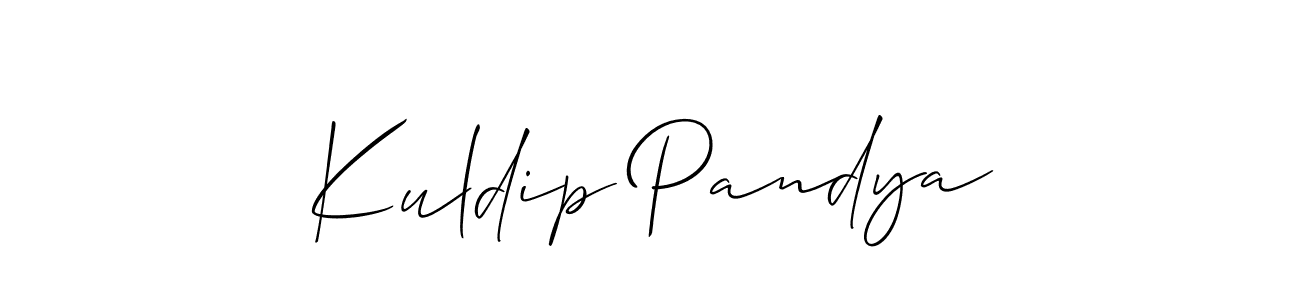 How to make Kuldip Pandya name signature. Use Allison_Script style for creating short signs online. This is the latest handwritten sign. Kuldip Pandya signature style 2 images and pictures png