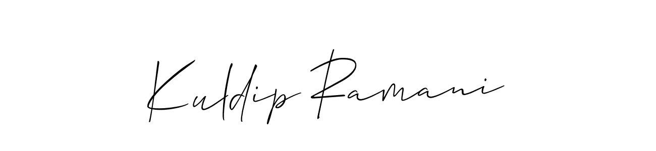 Make a short Kuldip Ramani signature style. Manage your documents anywhere anytime using Allison_Script. Create and add eSignatures, submit forms, share and send files easily. Kuldip Ramani signature style 2 images and pictures png