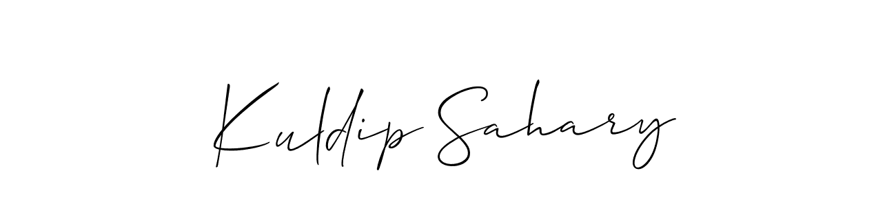 It looks lik you need a new signature style for name Kuldip Sahary. Design unique handwritten (Allison_Script) signature with our free signature maker in just a few clicks. Kuldip Sahary signature style 2 images and pictures png