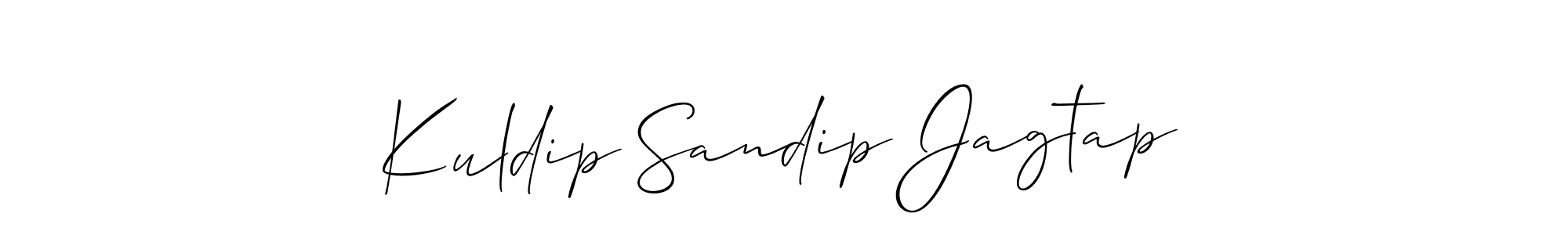 How to make Kuldip Sandip Jagtap name signature. Use Allison_Script style for creating short signs online. This is the latest handwritten sign. Kuldip Sandip Jagtap signature style 2 images and pictures png