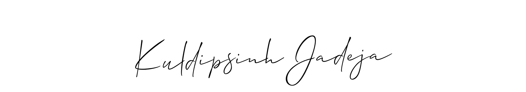 You should practise on your own different ways (Allison_Script) to write your name (Kuldipsinh Jadeja) in signature. don't let someone else do it for you. Kuldipsinh Jadeja signature style 2 images and pictures png
