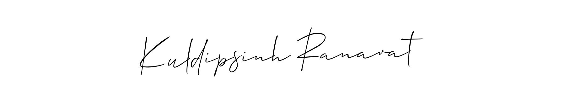 Use a signature maker to create a handwritten signature online. With this signature software, you can design (Allison_Script) your own signature for name Kuldipsinh Ranavat. Kuldipsinh Ranavat signature style 2 images and pictures png