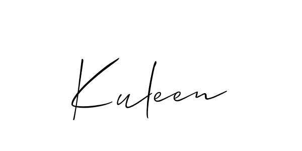 Similarly Allison_Script is the best handwritten signature design. Signature creator online .You can use it as an online autograph creator for name Kuleen. Kuleen signature style 2 images and pictures png