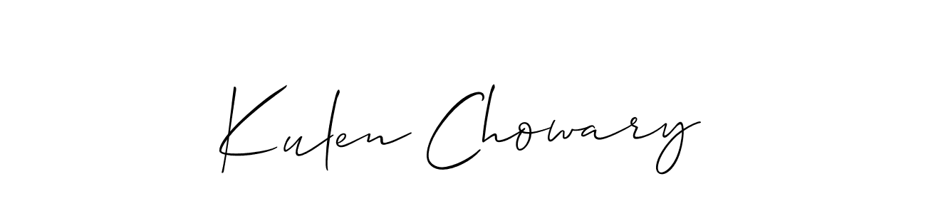 if you are searching for the best signature style for your name Kulen Chowary. so please give up your signature search. here we have designed multiple signature styles  using Allison_Script. Kulen Chowary signature style 2 images and pictures png