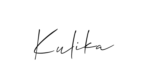 Use a signature maker to create a handwritten signature online. With this signature software, you can design (Allison_Script) your own signature for name Kulika. Kulika signature style 2 images and pictures png