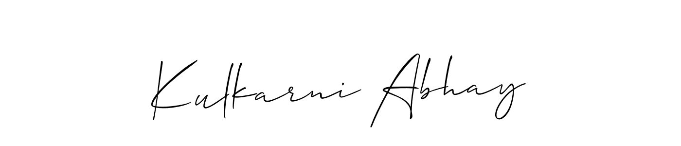 Allison_Script is a professional signature style that is perfect for those who want to add a touch of class to their signature. It is also a great choice for those who want to make their signature more unique. Get Kulkarni Abhay name to fancy signature for free. Kulkarni Abhay signature style 2 images and pictures png