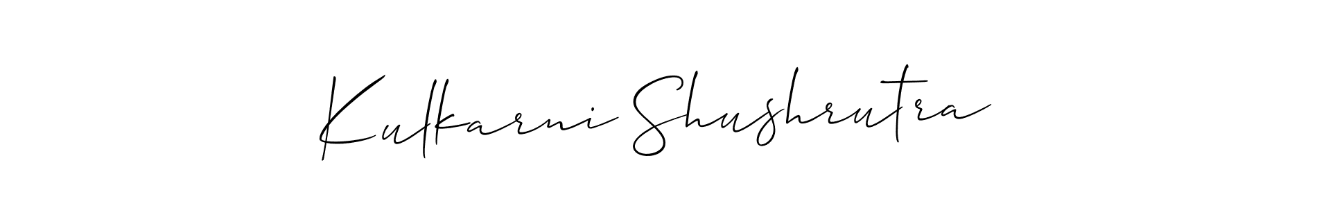 Make a beautiful signature design for name Kulkarni Shushrutra. With this signature (Allison_Script) style, you can create a handwritten signature for free. Kulkarni Shushrutra signature style 2 images and pictures png