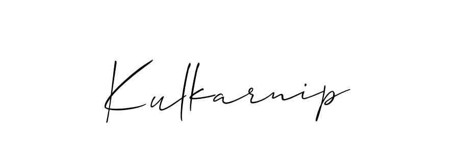 Use a signature maker to create a handwritten signature online. With this signature software, you can design (Allison_Script) your own signature for name Kulkarnip. Kulkarnip signature style 2 images and pictures png