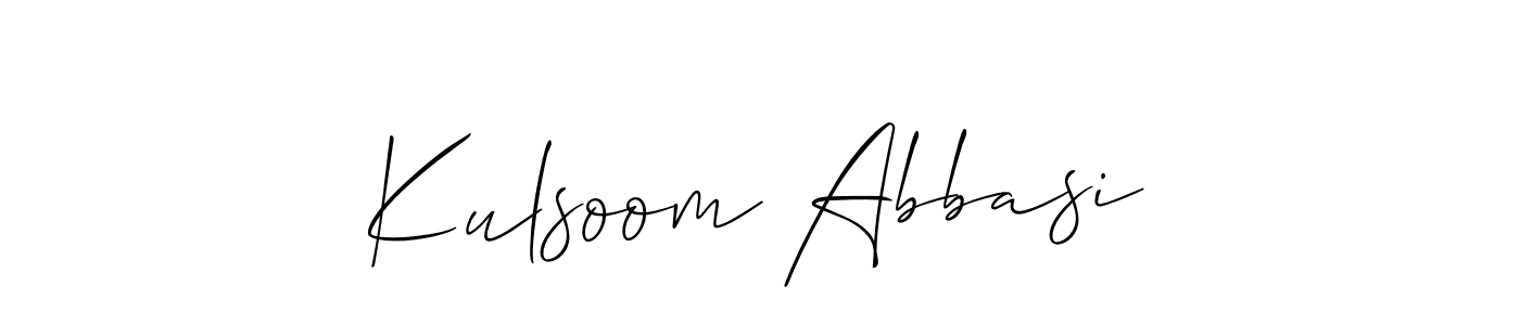 Allison_Script is a professional signature style that is perfect for those who want to add a touch of class to their signature. It is also a great choice for those who want to make their signature more unique. Get Kulsoom Abbasi name to fancy signature for free. Kulsoom Abbasi signature style 2 images and pictures png