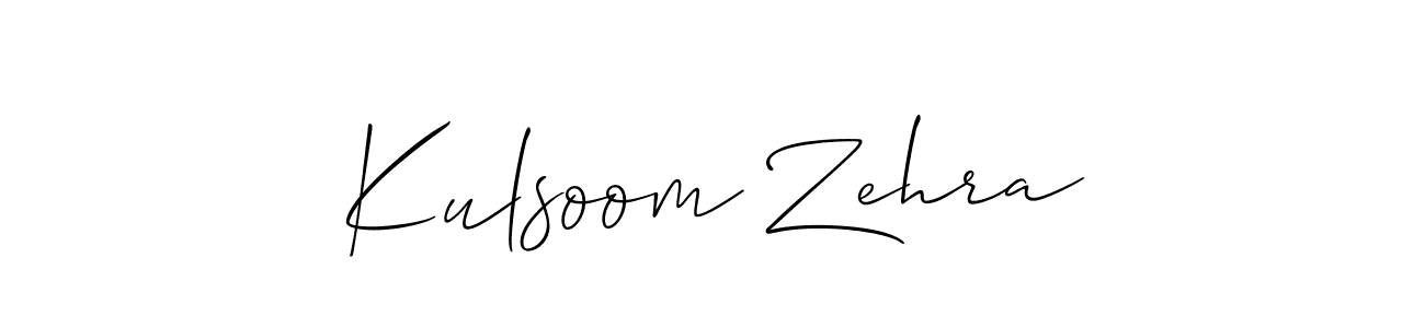 Allison_Script is a professional signature style that is perfect for those who want to add a touch of class to their signature. It is also a great choice for those who want to make their signature more unique. Get Kulsoom Zehra name to fancy signature for free. Kulsoom Zehra signature style 2 images and pictures png