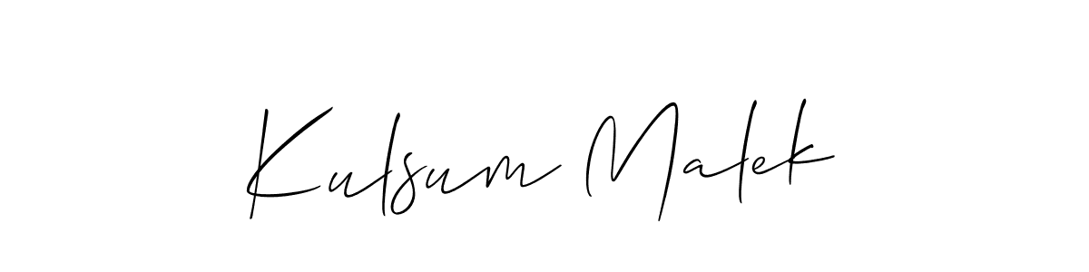 Make a beautiful signature design for name Kulsum Malek. With this signature (Allison_Script) style, you can create a handwritten signature for free. Kulsum Malek signature style 2 images and pictures png