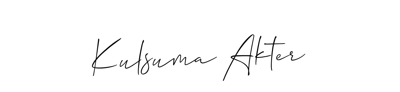 Create a beautiful signature design for name Kulsuma Akter. With this signature (Allison_Script) fonts, you can make a handwritten signature for free. Kulsuma Akter signature style 2 images and pictures png