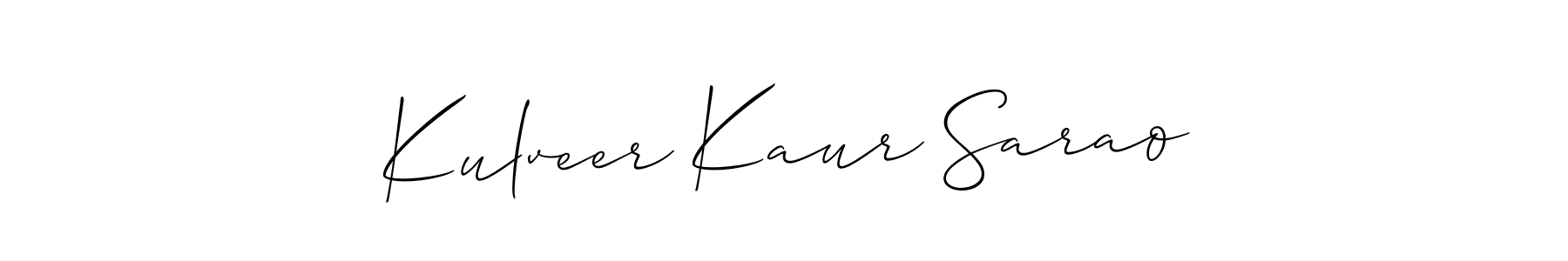 Create a beautiful signature design for name Kulveer Kaur Sarao. With this signature (Allison_Script) fonts, you can make a handwritten signature for free. Kulveer Kaur Sarao signature style 2 images and pictures png