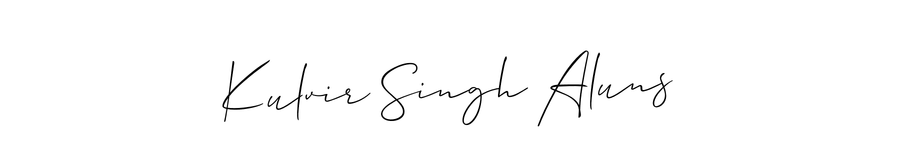 Make a beautiful signature design for name Kulvir Singh Aluns. With this signature (Allison_Script) style, you can create a handwritten signature for free. Kulvir Singh Aluns signature style 2 images and pictures png