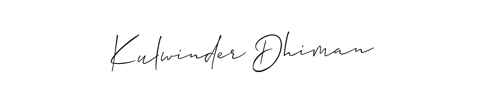 Also we have Kulwinder Dhiman name is the best signature style. Create professional handwritten signature collection using Allison_Script autograph style. Kulwinder Dhiman signature style 2 images and pictures png