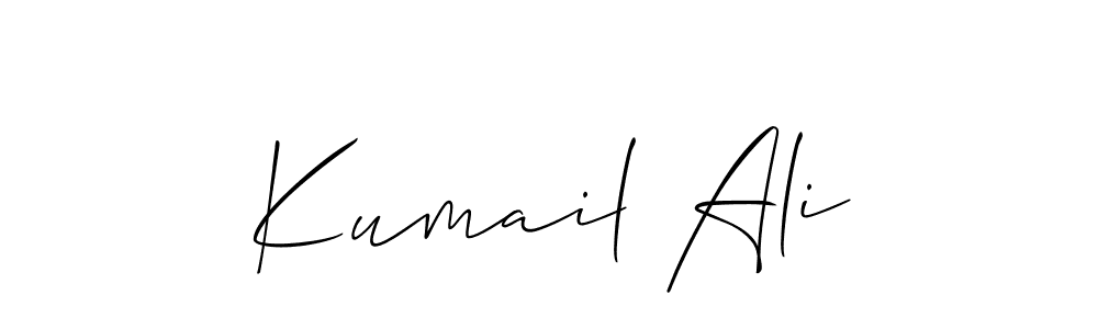 if you are searching for the best signature style for your name Kumail Ali. so please give up your signature search. here we have designed multiple signature styles  using Allison_Script. Kumail Ali signature style 2 images and pictures png