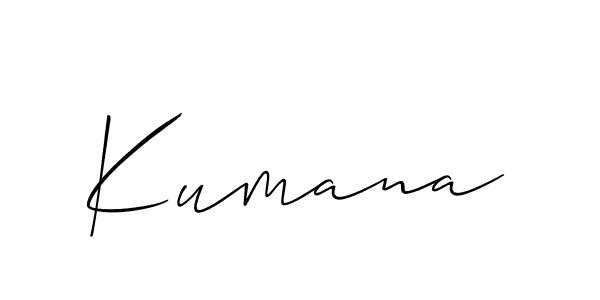 Make a beautiful signature design for name Kumana. With this signature (Allison_Script) style, you can create a handwritten signature for free. Kumana signature style 2 images and pictures png