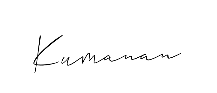 The best way (Allison_Script) to make a short signature is to pick only two or three words in your name. The name Kumanan include a total of six letters. For converting this name. Kumanan signature style 2 images and pictures png