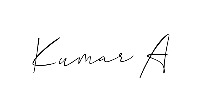 Create a beautiful signature design for name Kumar A. With this signature (Allison_Script) fonts, you can make a handwritten signature for free. Kumar A signature style 2 images and pictures png