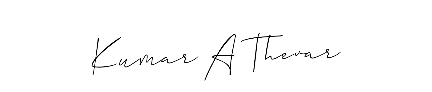 Similarly Allison_Script is the best handwritten signature design. Signature creator online .You can use it as an online autograph creator for name Kumar A Thevar. Kumar A Thevar signature style 2 images and pictures png
