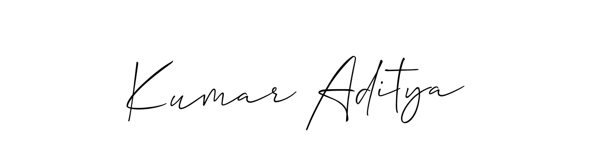 The best way (Allison_Script) to make a short signature is to pick only two or three words in your name. The name Kumar Aditya include a total of six letters. For converting this name. Kumar Aditya signature style 2 images and pictures png