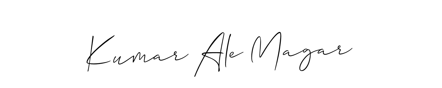 The best way (Allison_Script) to make a short signature is to pick only two or three words in your name. The name Kumar Ale Magar include a total of six letters. For converting this name. Kumar Ale Magar signature style 2 images and pictures png