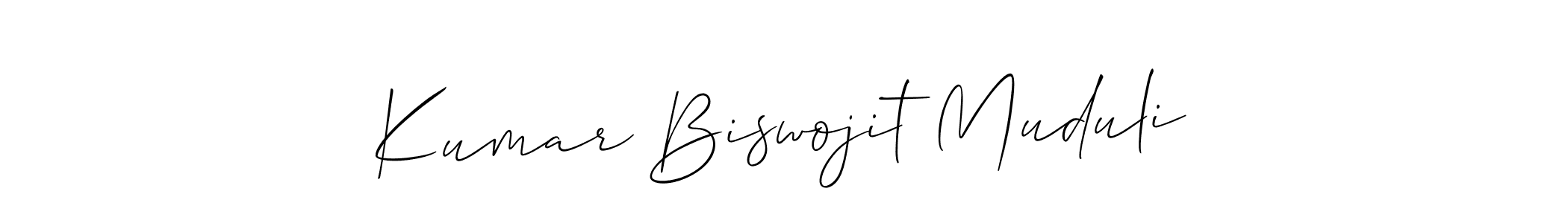 Also You can easily find your signature by using the search form. We will create Kumar Biswojit Muduli name handwritten signature images for you free of cost using Allison_Script sign style. Kumar Biswojit Muduli signature style 2 images and pictures png