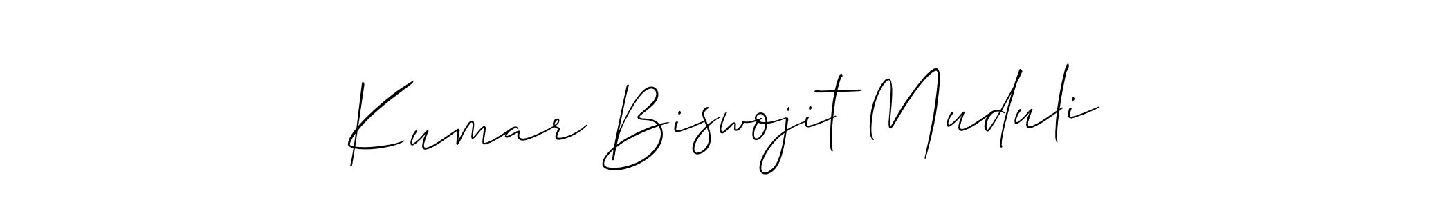 Allison_Script is a professional signature style that is perfect for those who want to add a touch of class to their signature. It is also a great choice for those who want to make their signature more unique. Get Kumar Biswojit Muduli name to fancy signature for free. Kumar Biswojit Muduli signature style 2 images and pictures png