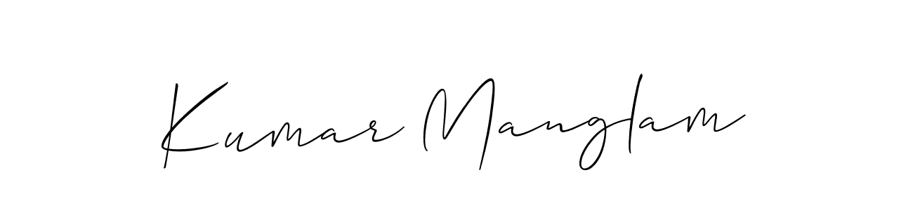 Allison_Script is a professional signature style that is perfect for those who want to add a touch of class to their signature. It is also a great choice for those who want to make their signature more unique. Get Kumar Manglam name to fancy signature for free. Kumar Manglam signature style 2 images and pictures png