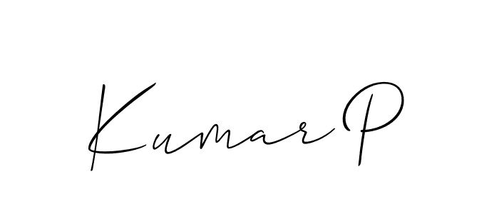 You should practise on your own different ways (Allison_Script) to write your name (Kumar P) in signature. don't let someone else do it for you. Kumar P signature style 2 images and pictures png