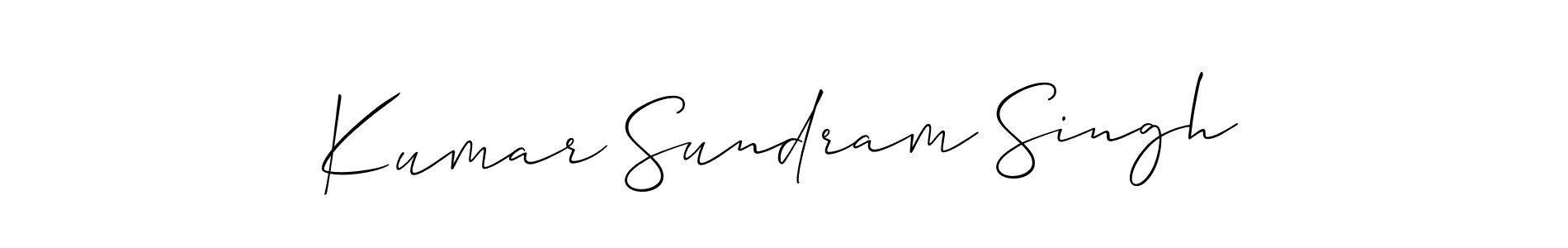 The best way (Allison_Script) to make a short signature is to pick only two or three words in your name. The name Kumar Sundram Singh include a total of six letters. For converting this name. Kumar Sundram Singh signature style 2 images and pictures png