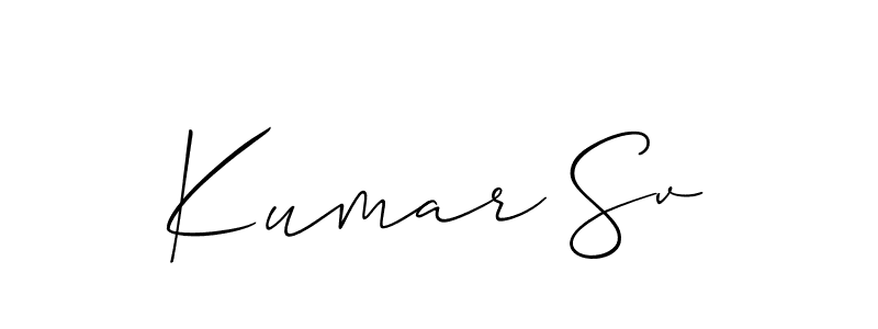 How to make Kumar Sv signature? Allison_Script is a professional autograph style. Create handwritten signature for Kumar Sv name. Kumar Sv signature style 2 images and pictures png