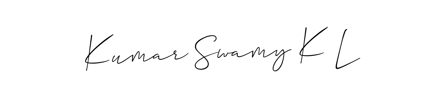 Create a beautiful signature design for name Kumar Swamy K L. With this signature (Allison_Script) fonts, you can make a handwritten signature for free. Kumar Swamy K L signature style 2 images and pictures png