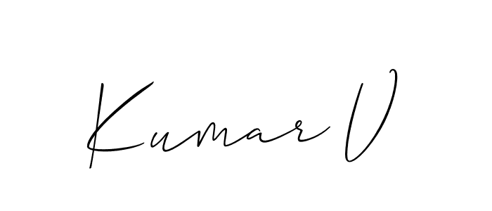 You should practise on your own different ways (Allison_Script) to write your name (Kumar V) in signature. don't let someone else do it for you. Kumar V signature style 2 images and pictures png