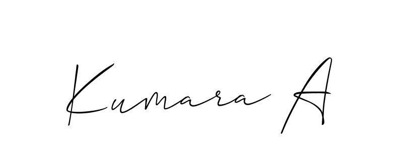 Similarly Allison_Script is the best handwritten signature design. Signature creator online .You can use it as an online autograph creator for name Kumara A. Kumara A signature style 2 images and pictures png