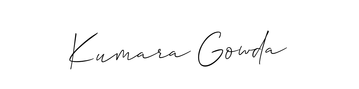if you are searching for the best signature style for your name Kumara Gowda. so please give up your signature search. here we have designed multiple signature styles  using Allison_Script. Kumara Gowda signature style 2 images and pictures png