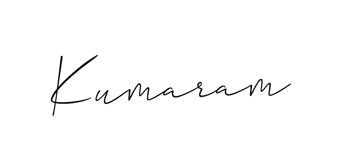 Create a beautiful signature design for name Kumaram. With this signature (Allison_Script) fonts, you can make a handwritten signature for free. Kumaram signature style 2 images and pictures png