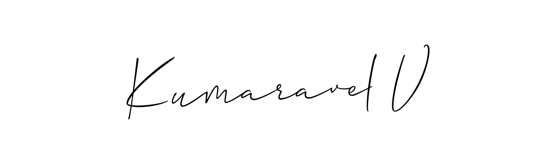 Also we have Kumaravel V name is the best signature style. Create professional handwritten signature collection using Allison_Script autograph style. Kumaravel V signature style 2 images and pictures png