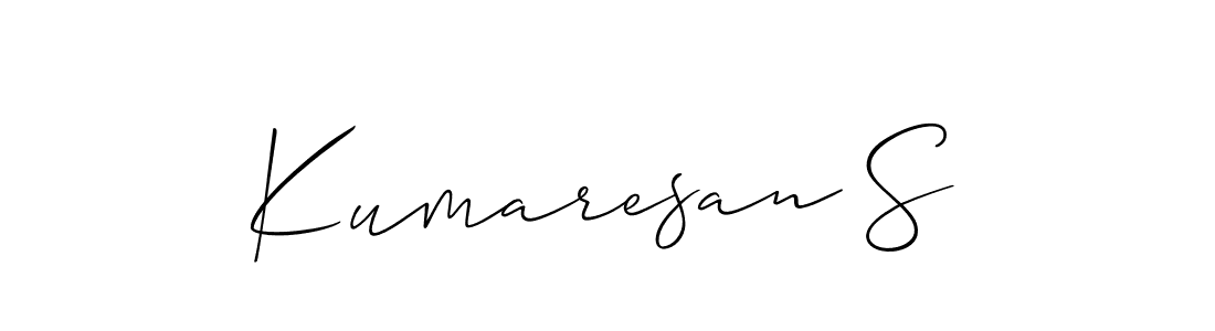 The best way (Allison_Script) to make a short signature is to pick only two or three words in your name. The name Kumaresan S include a total of six letters. For converting this name. Kumaresan S signature style 2 images and pictures png