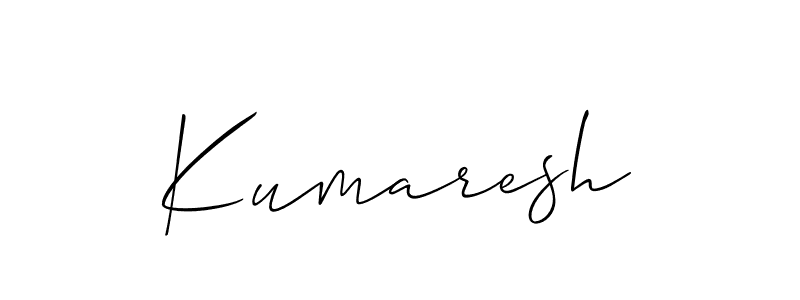 Make a beautiful signature design for name Kumaresh. With this signature (Allison_Script) style, you can create a handwritten signature for free. Kumaresh signature style 2 images and pictures png