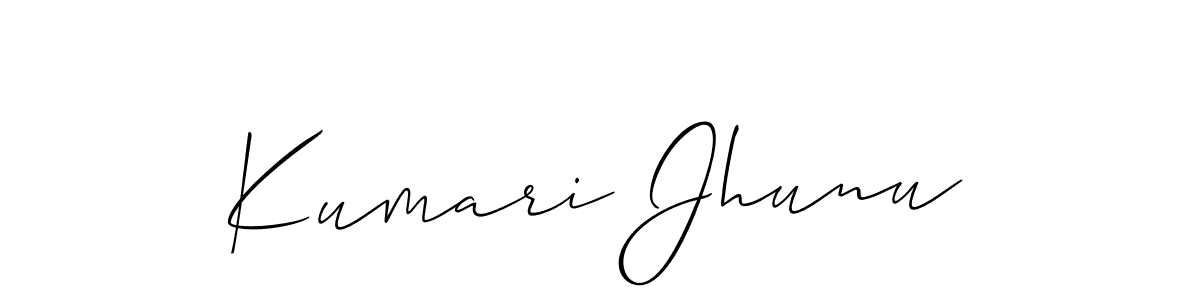 Make a beautiful signature design for name Kumari Jhunu. With this signature (Allison_Script) style, you can create a handwritten signature for free. Kumari Jhunu signature style 2 images and pictures png