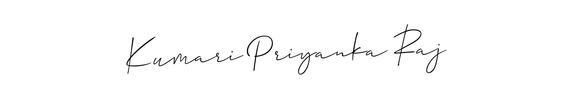 The best way (Allison_Script) to make a short signature is to pick only two or three words in your name. The name Kumari Priyanka Raj include a total of six letters. For converting this name. Kumari Priyanka Raj signature style 2 images and pictures png