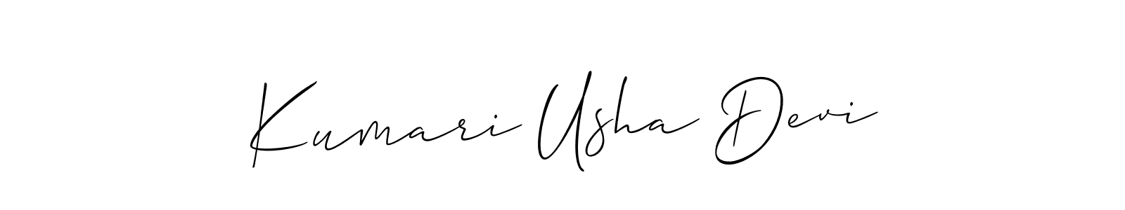 You should practise on your own different ways (Allison_Script) to write your name (Kumari Usha Devi) in signature. don't let someone else do it for you. Kumari Usha Devi signature style 2 images and pictures png