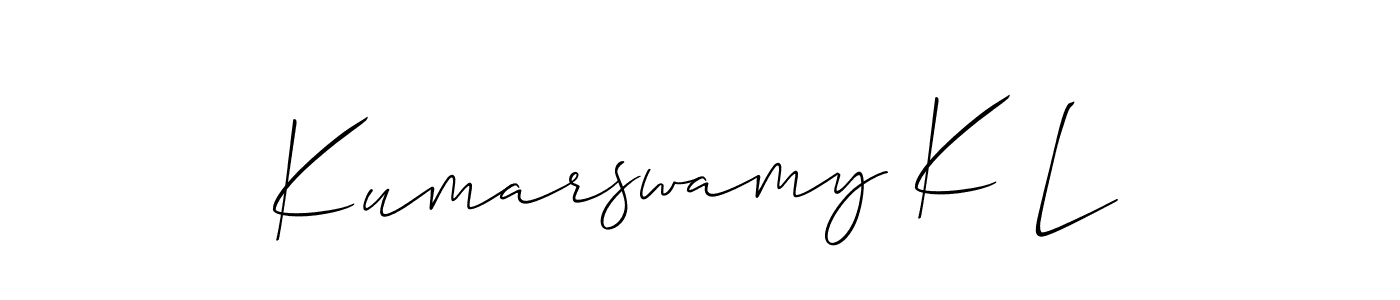 Similarly Allison_Script is the best handwritten signature design. Signature creator online .You can use it as an online autograph creator for name Kumarswamy K L. Kumarswamy K L signature style 2 images and pictures png