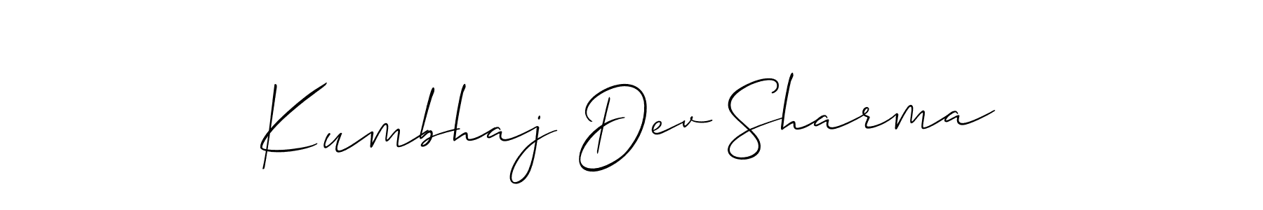 Use a signature maker to create a handwritten signature online. With this signature software, you can design (Allison_Script) your own signature for name Kumbhaj Dev Sharma. Kumbhaj Dev Sharma signature style 2 images and pictures png