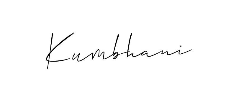 How to make Kumbhani signature? Allison_Script is a professional autograph style. Create handwritten signature for Kumbhani name. Kumbhani signature style 2 images and pictures png