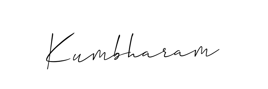 if you are searching for the best signature style for your name Kumbharam. so please give up your signature search. here we have designed multiple signature styles  using Allison_Script. Kumbharam signature style 2 images and pictures png